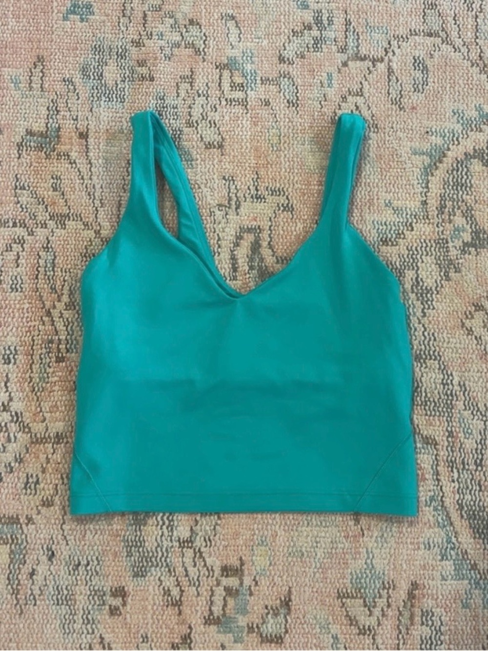 lululemon athletica teal cropped tank top